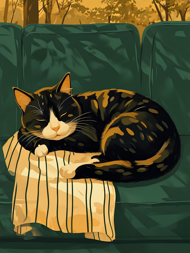 Whimsical Sleeping Cat