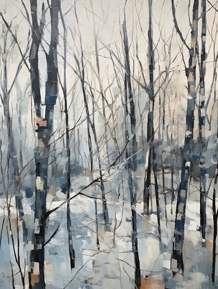 Winter City Park Painting Forest Park Portland United States 1