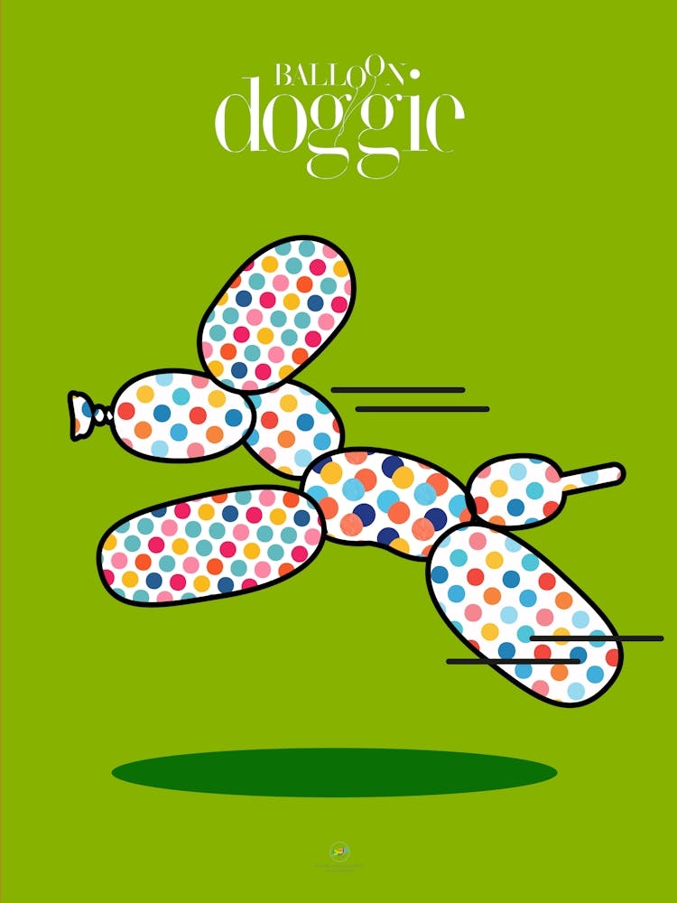 BALLOON DOGGIES JUMP| Digital art | Pop Art World 2025 This character was invented by someone who played with making figures with balloons. Suddenly, in his skillful hands appeared this little dog, today baptized by Pop Art World as Balloon Doggie. This artwork was created using Adobe Illustrator and Photoshop. The best of Pop Art images, now in digital replicas! Prints with bright colors, sharp images, and high resolution.