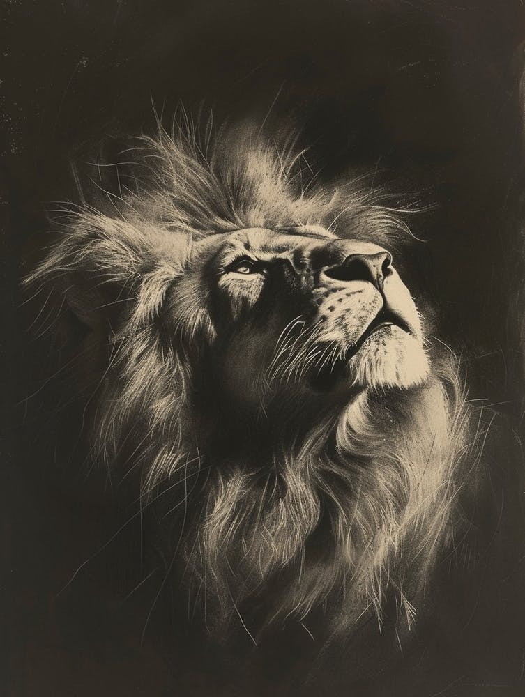 African Lion Charcoal Drawing Symbolic Imagery 4