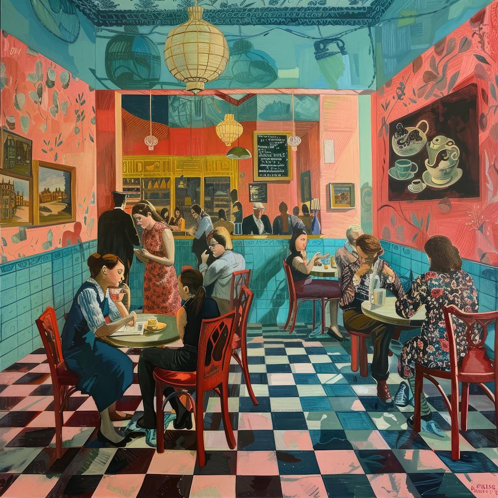 David Hockney Style. British Tea Room Series 9