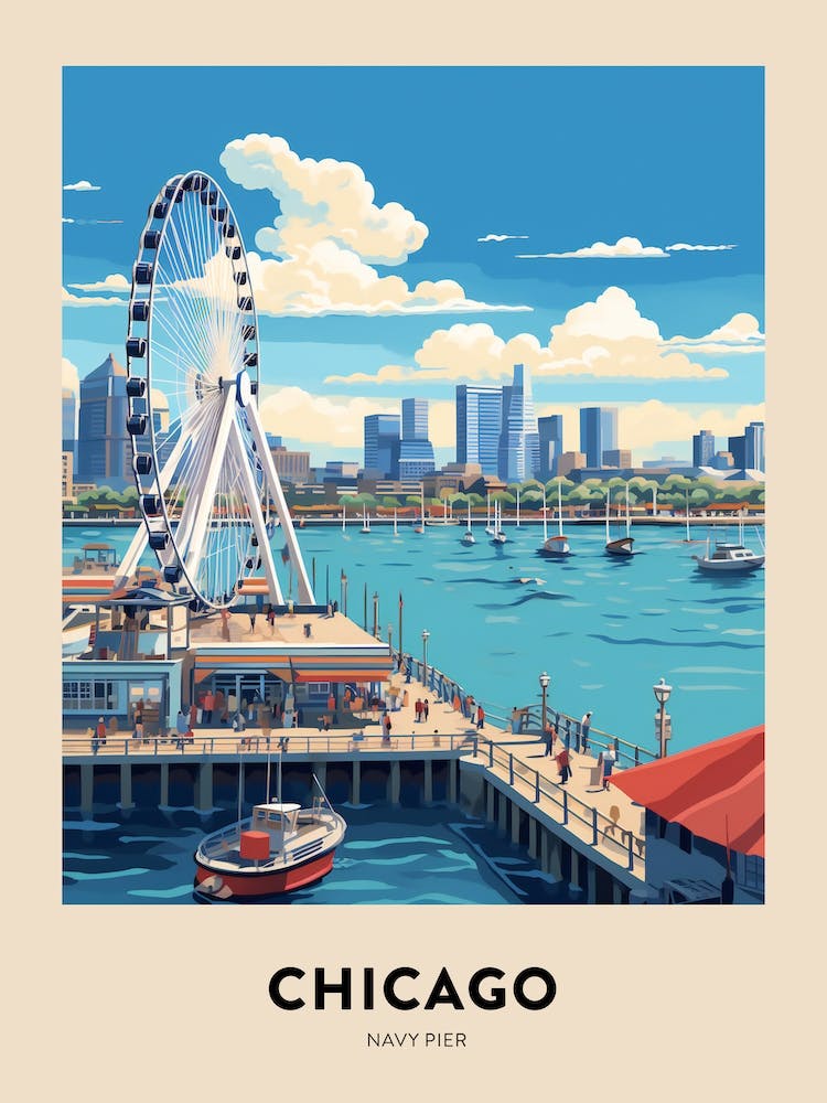 Navy Pier 5 Chicago Travel Poster