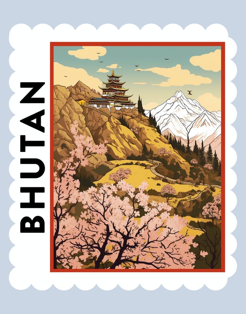 Bhutan 1 Reisebriefmarkenposter