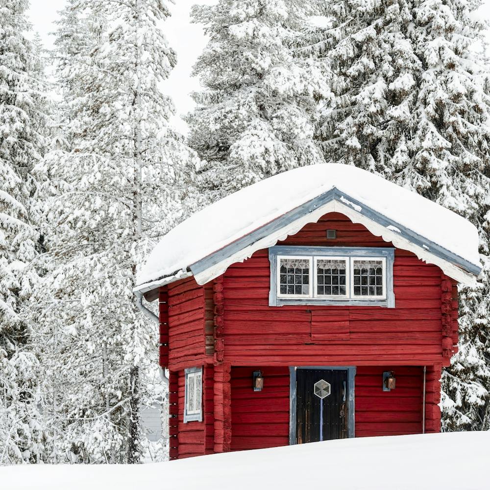 Petite Cabane en Rondins dans la Neige
