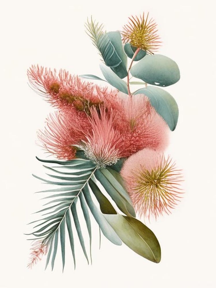 Pincushion Hakea Fern Watercolour
