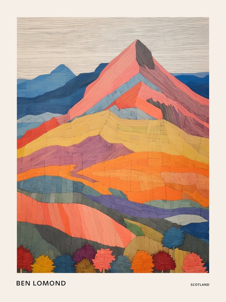 Ben Lomond Scotland Colourful Mountain Illustration Poster