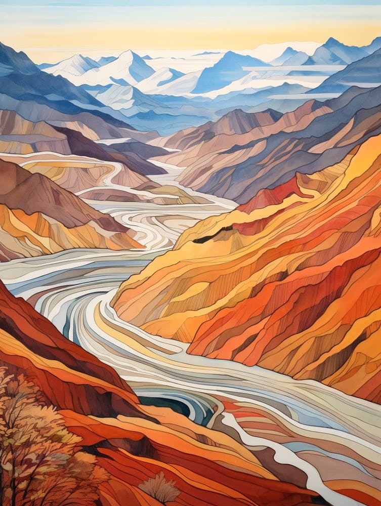 Autumn National Park Painting Aletsch Glacier Switzerland 4