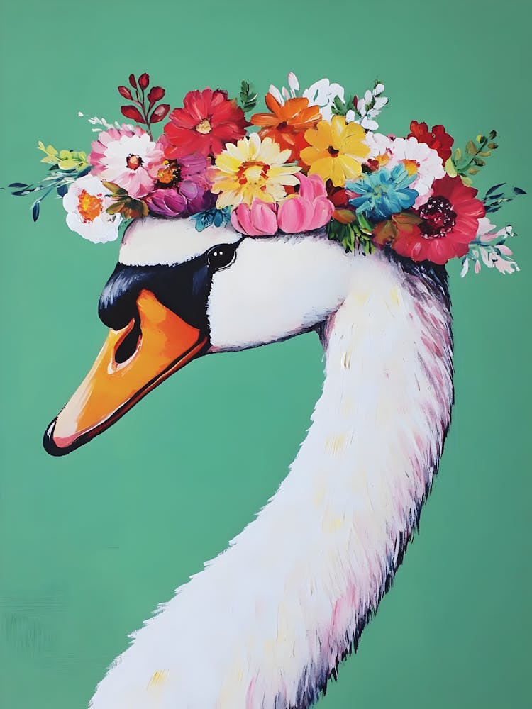 Swan With Flower Crown