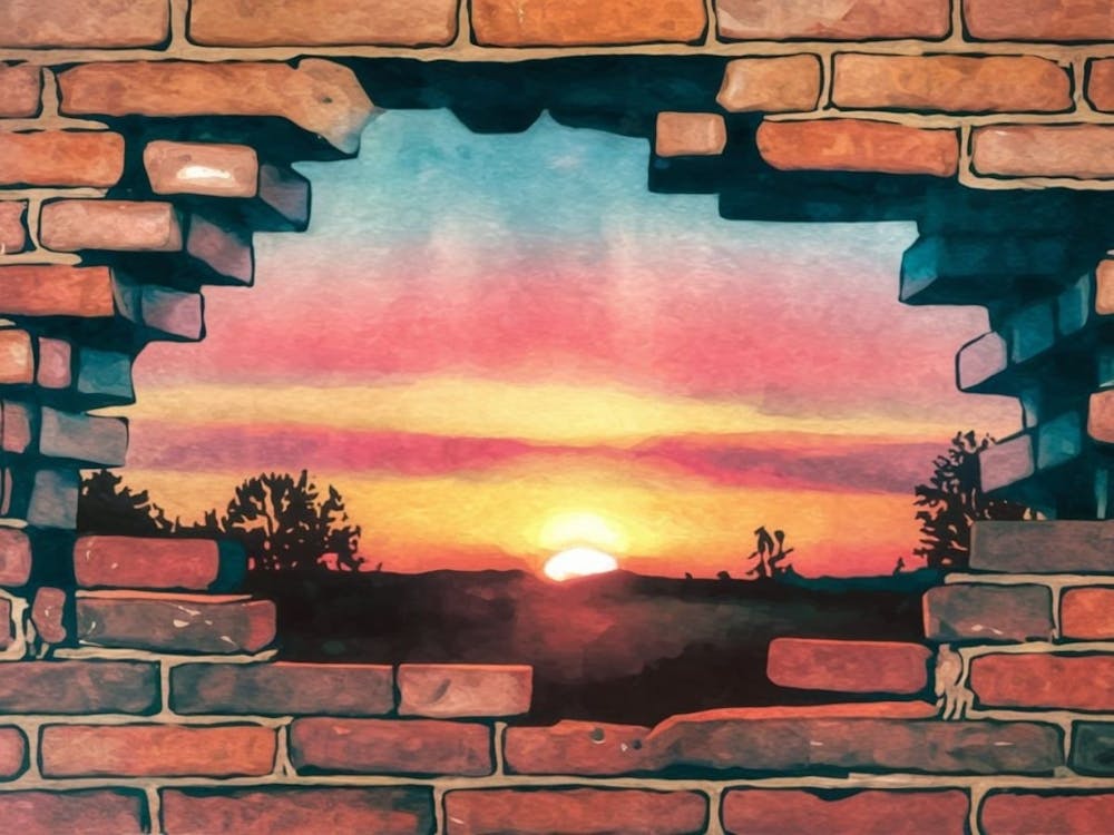 Sunset Through A Brick Wall 2
