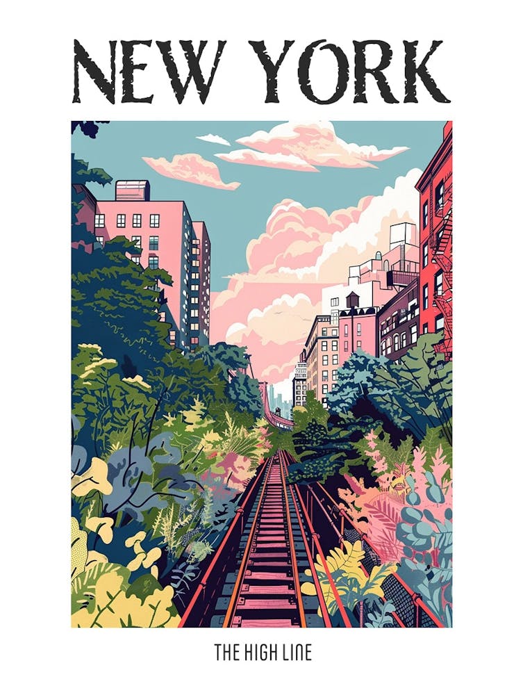 The High Line New York Colourful Silkscreen Illustration 1 Poster