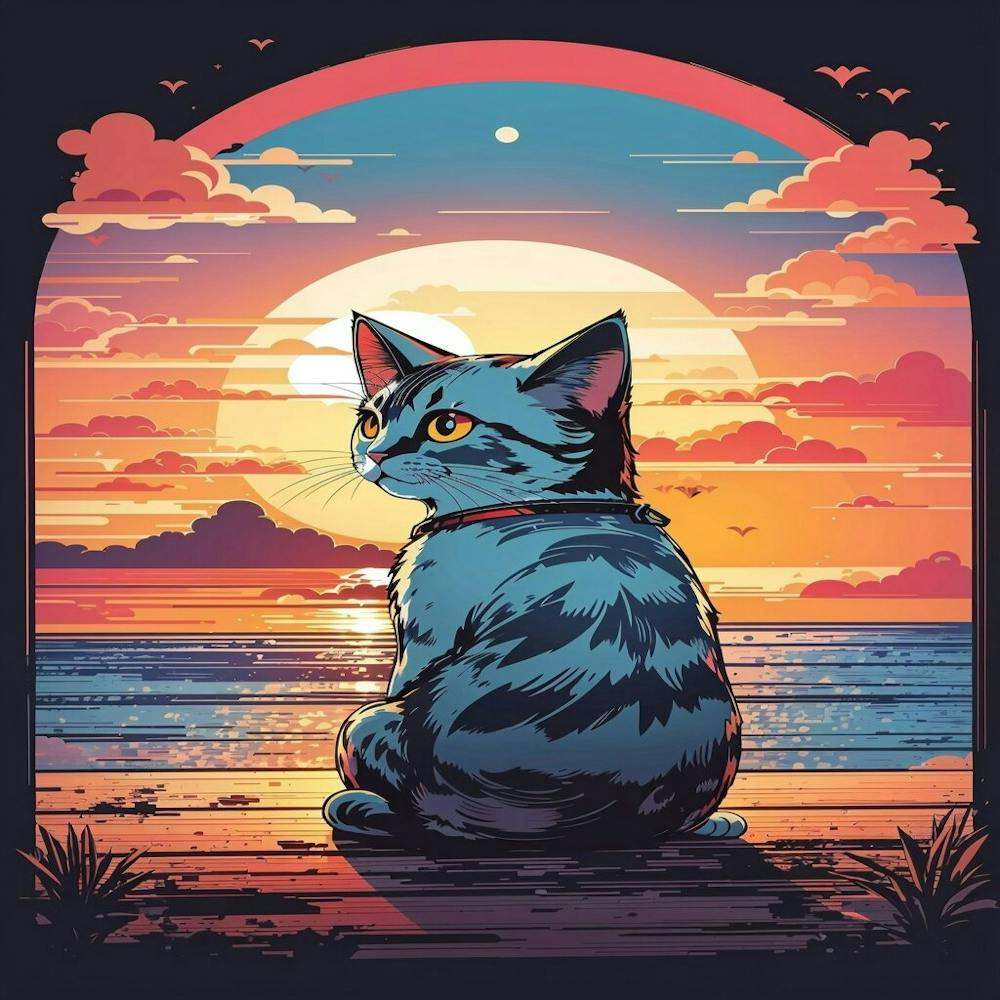 Cat At Sunset