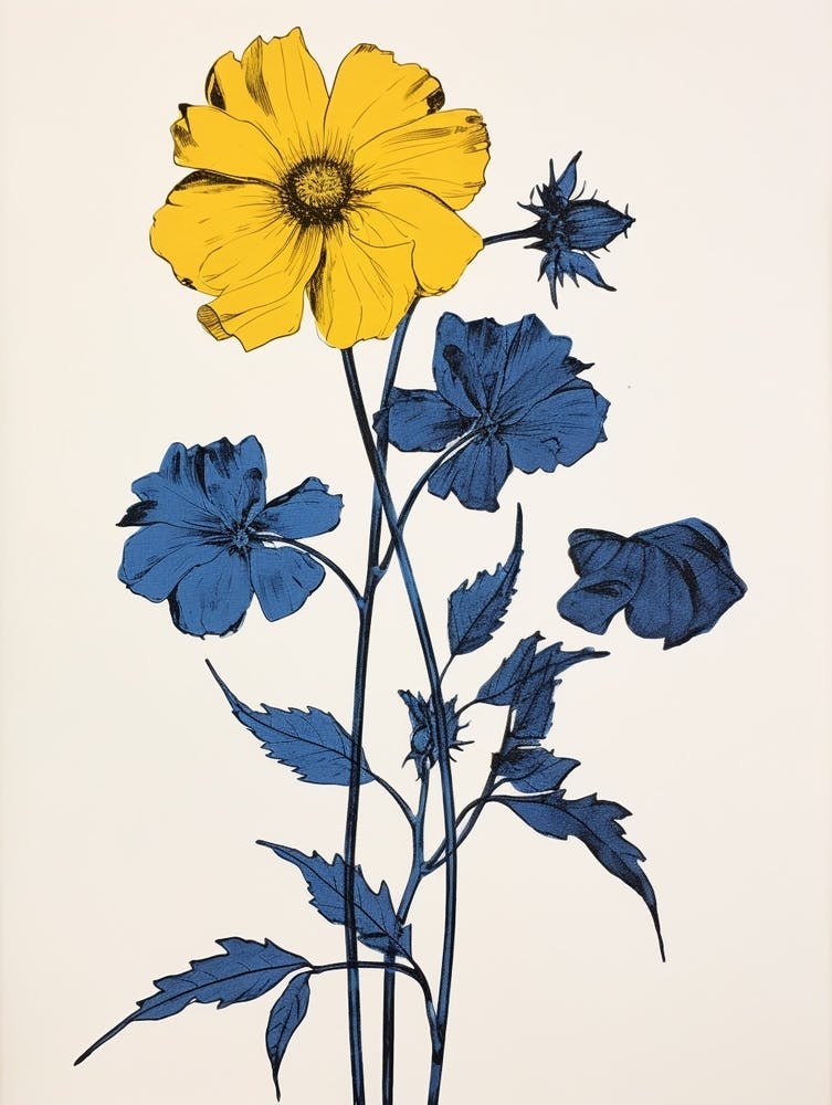 Blue Botanical Black Eyed Susan 3