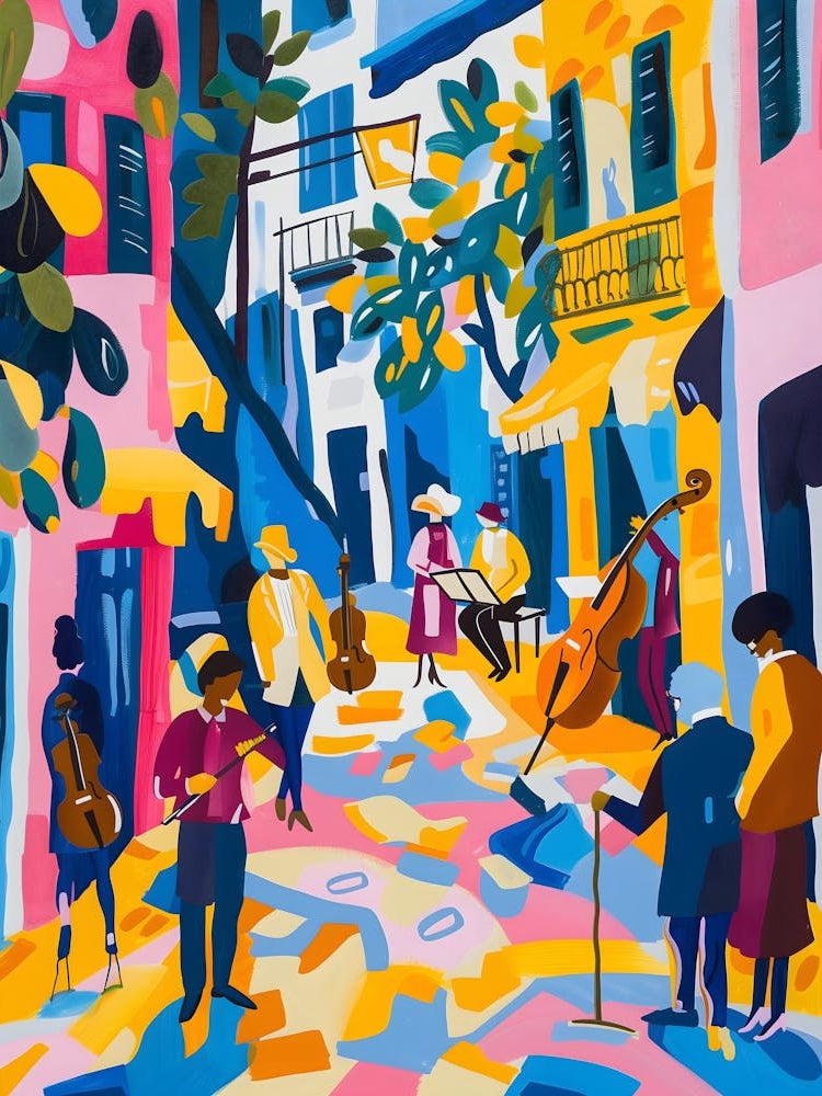 Matisse Inspired, Street Musicians, Fauvism Style