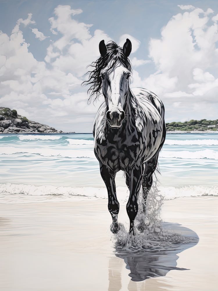 A Horse Oil Painting In Hyams Beach, Australia, Portrait 2