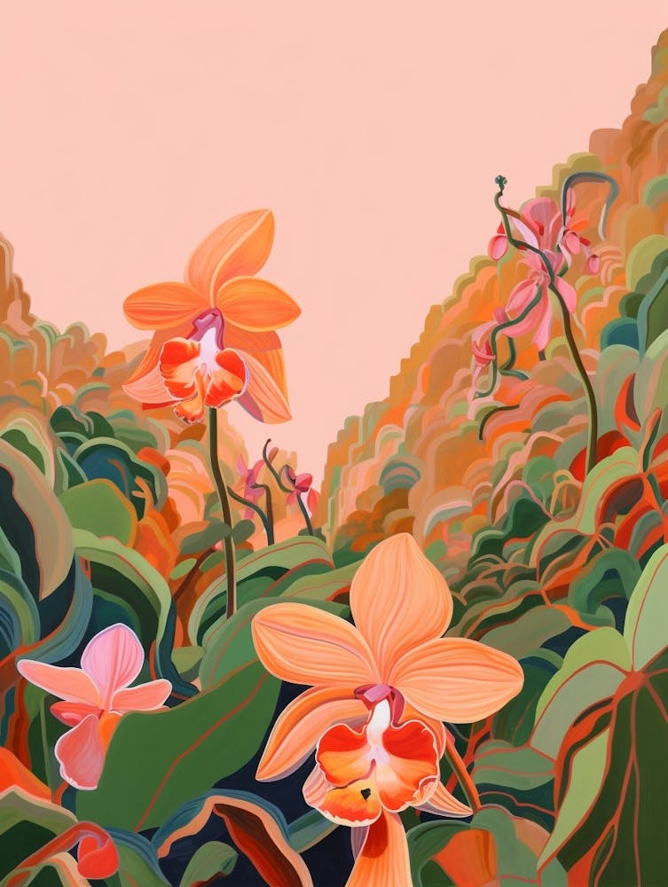 Boho Wildblumen Gemälde Orchidee 1