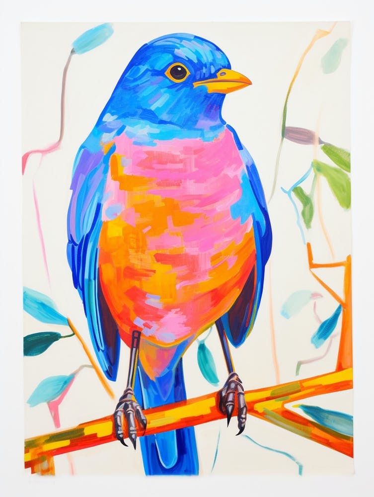 Colourful Bird Painting Eastern Bluebird 2