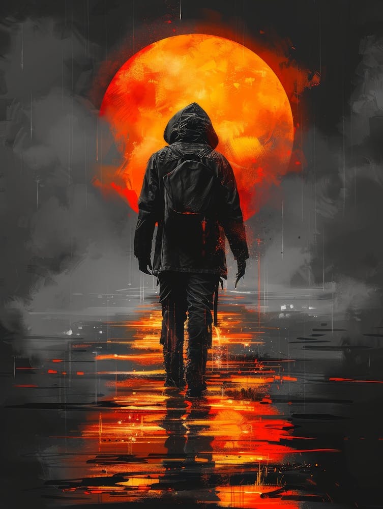 Man Walking In The Rain