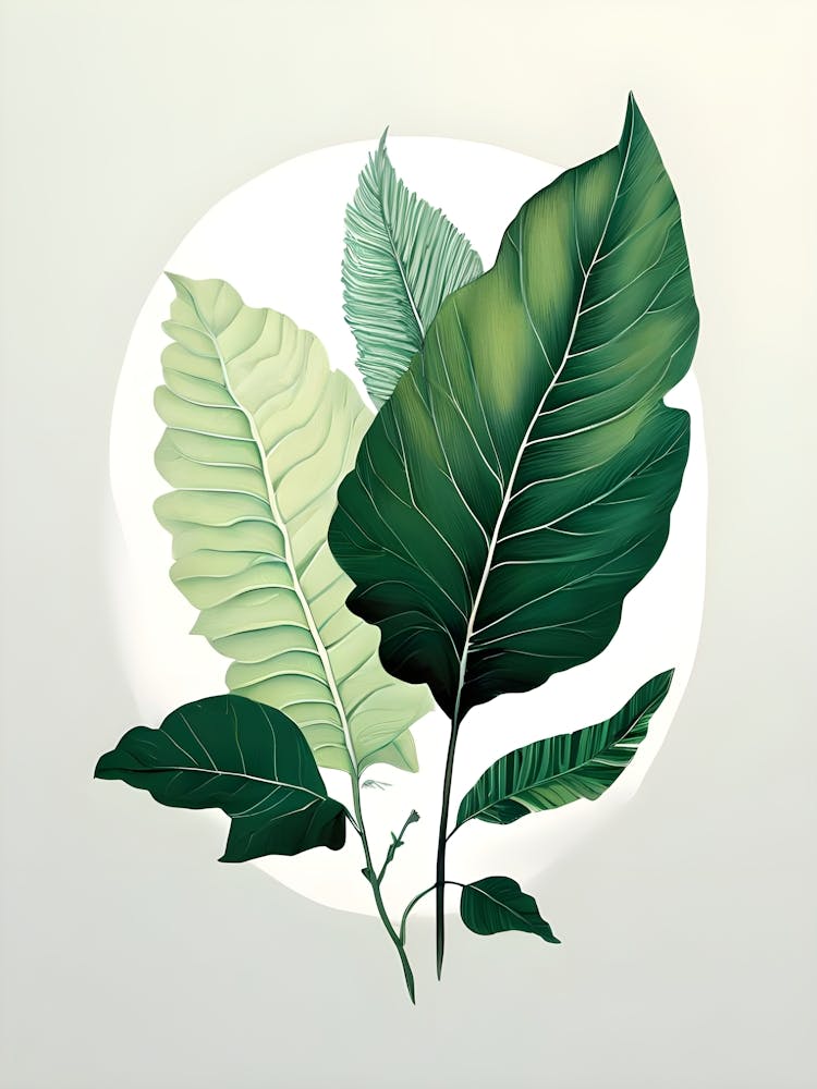 Green Leaves On A White Background 1