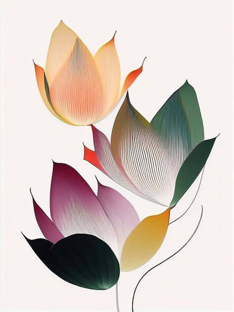 Lotus Flower Petals Abstract Line Drawing 3