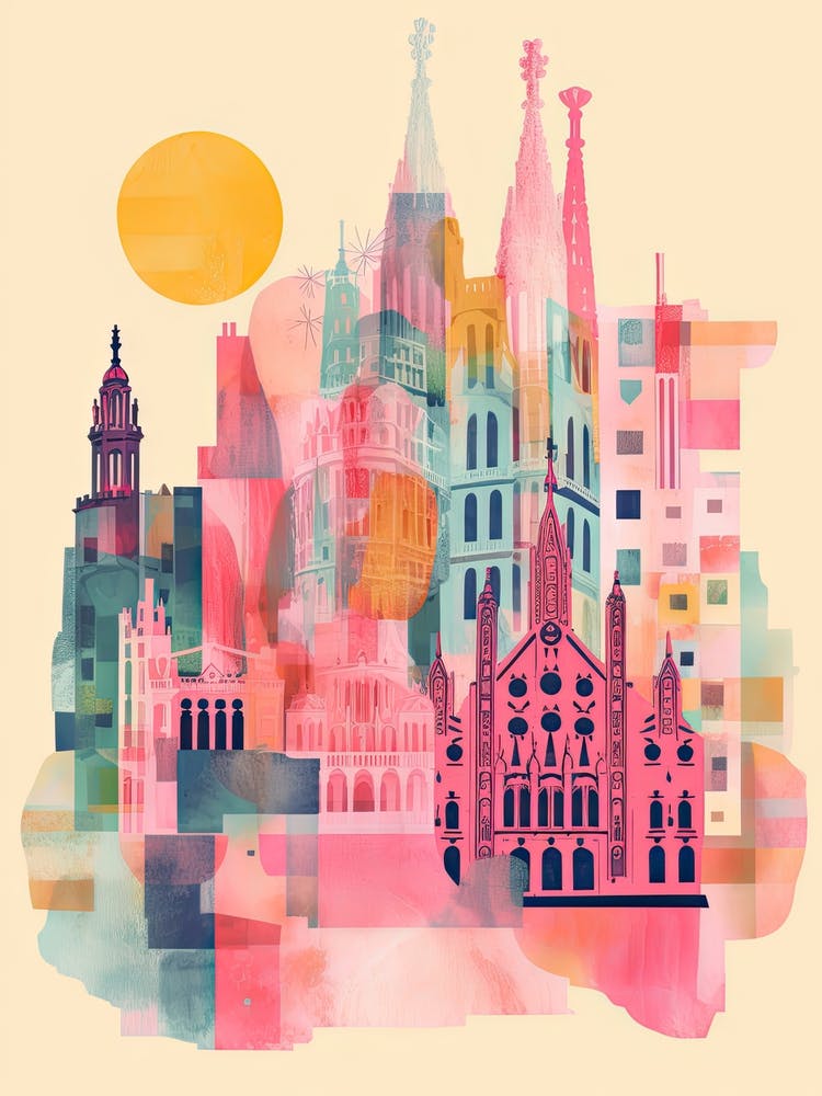 Barcelona In Risograph Style 3