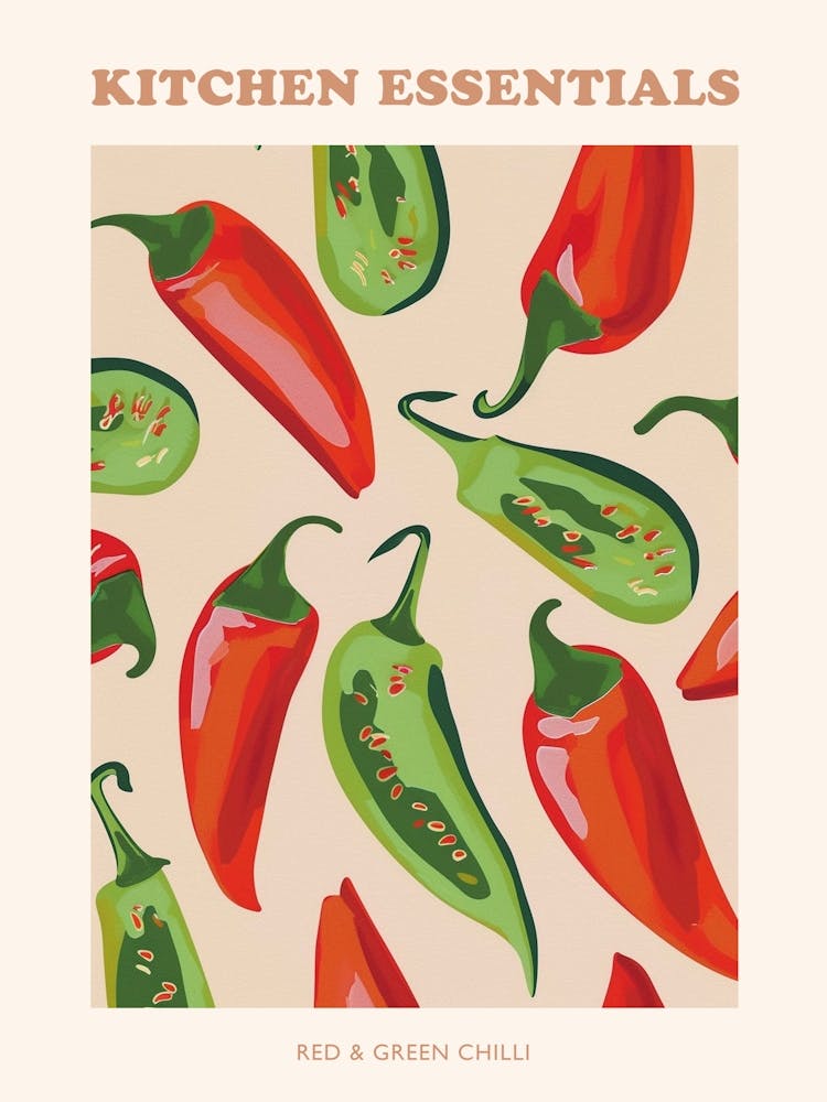 Red & Green Chilli Pattern Poster 3