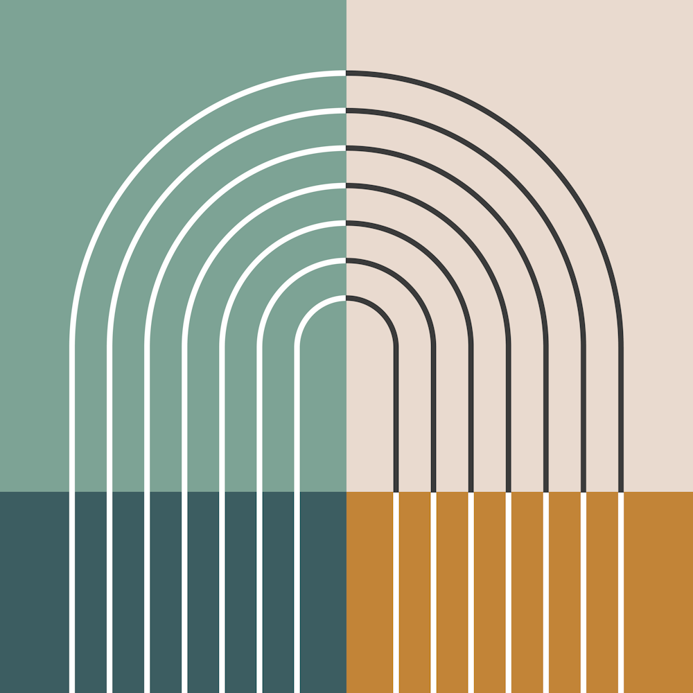 Rainbow Colour Block Line Modern Midcentury Abstract 1