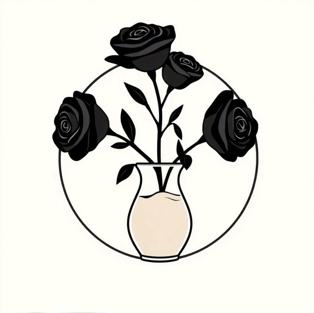 Black Roses In A Vase of sand
