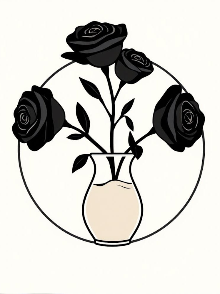 Black Roses In A Vase of sand
