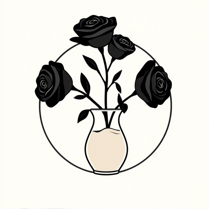 Black Roses In A Vase of sand