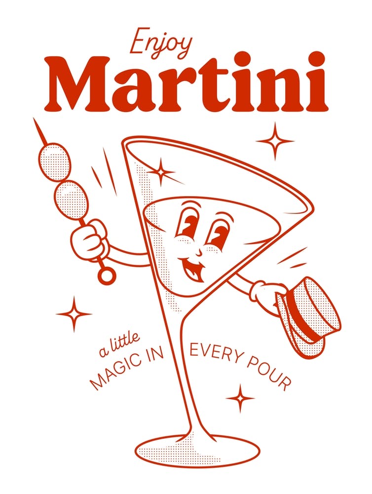 Martini Retro-Cocktail in Rot