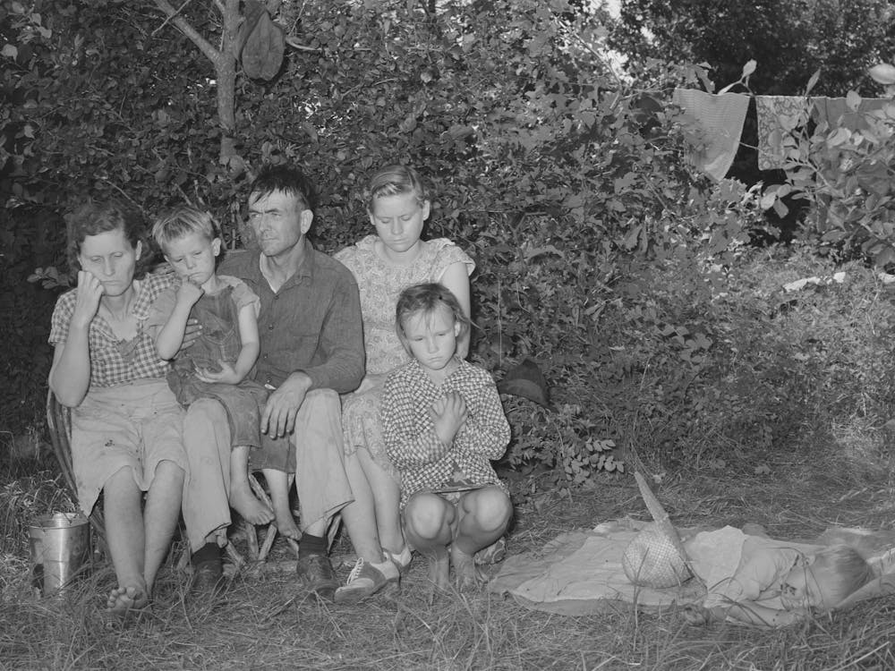 Family Of Migrant Agricultural Day Laborers Camped Near Spiro, Oklahoma, The Man And His Wife Had Farmed In Th