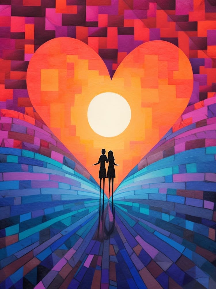 Rainbow Swirl Heart Sunset Silhouette 5