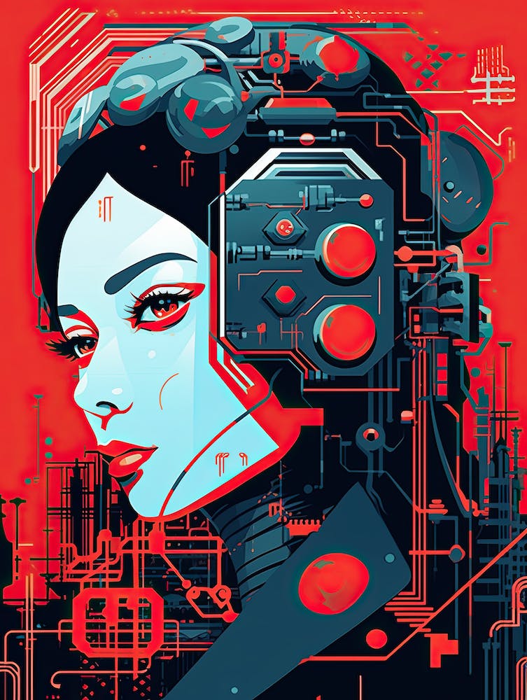 Futuristic Woman, Red