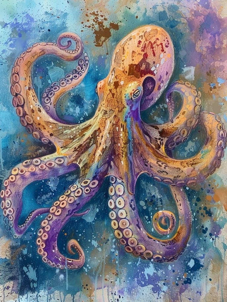 Octopus Pastel Watercolour 2