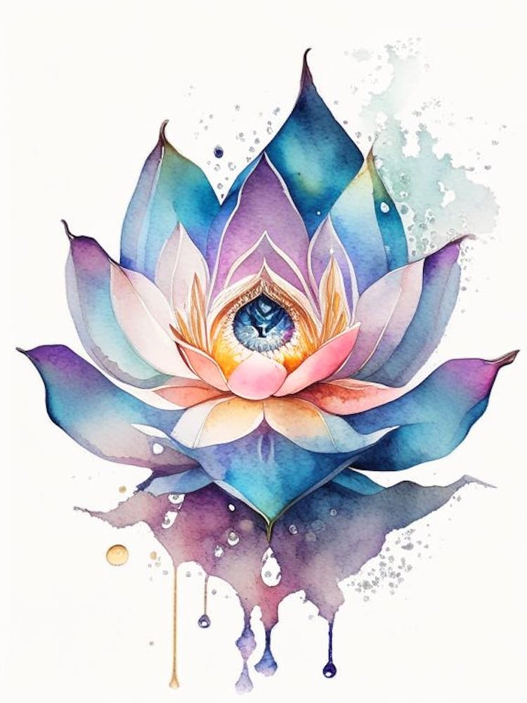 Lotus Flower, Symbol, Third Eye Watercolour 6