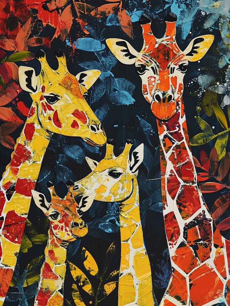 Sweet Painting Of Giraffe Family 1