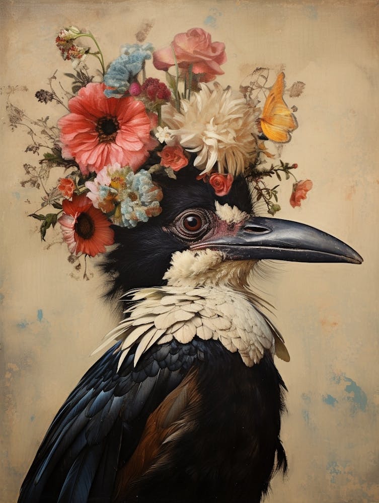 Bird With A Flower Crown Magpie 1