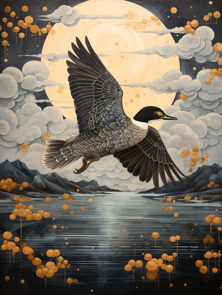 Grebe 4 Gold Detail Painting