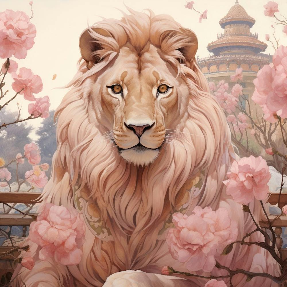 Lion 3 Pink Jungle Animal Portrait