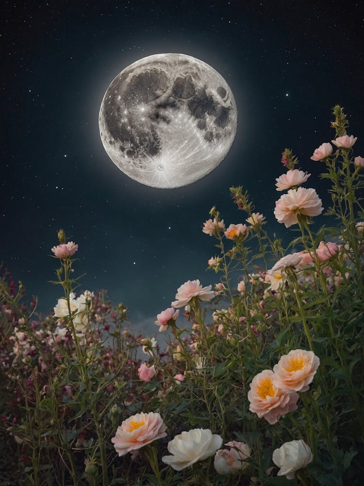 Full Moon Over Roses