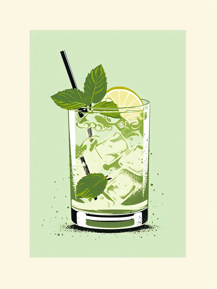Illustration Mint Julep Floral Infusion Cocktail 2