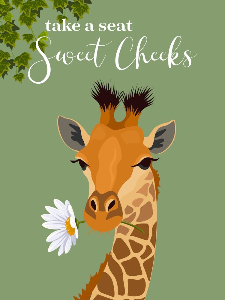 Take A Seat Sweet Cheeks Green Giraffe
