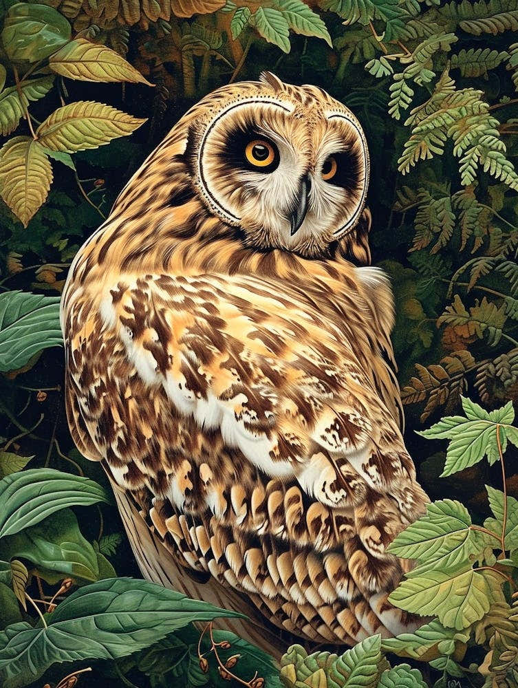 Short Eared Owl Relief Illustration 1