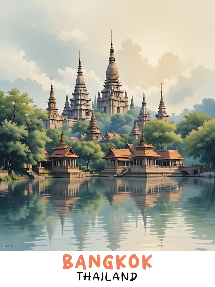 Bangkok - Thailand Vintage Travel Poster 6