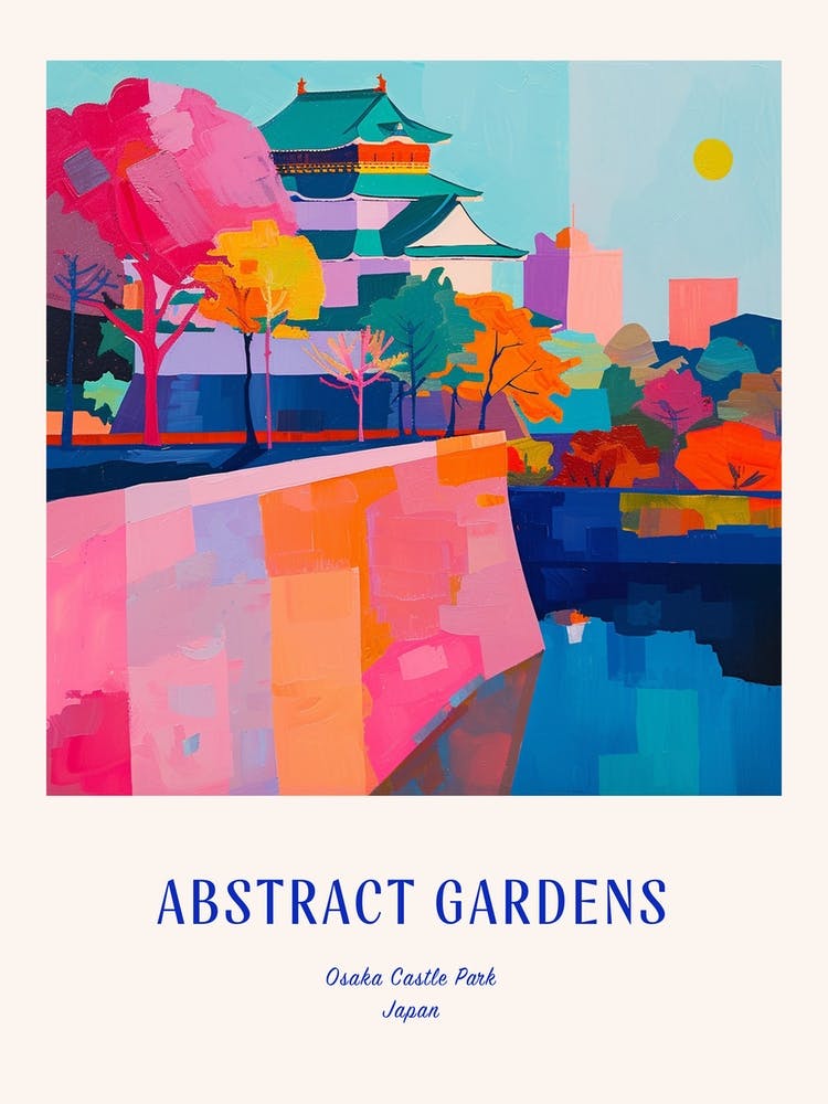 Colourful Gardens Osaka Castle Park Japan 2 Blue Poster