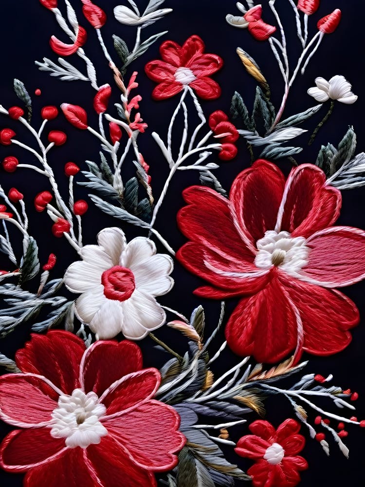 Red Floral Art
