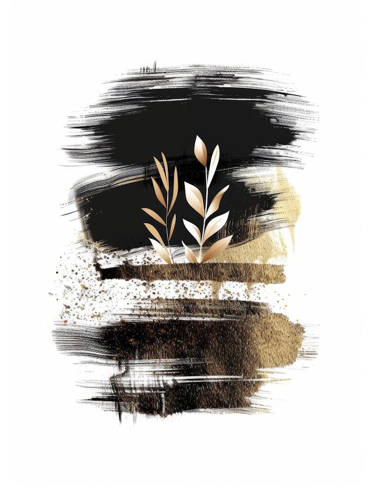 Gold And Black Abstract Painting 16