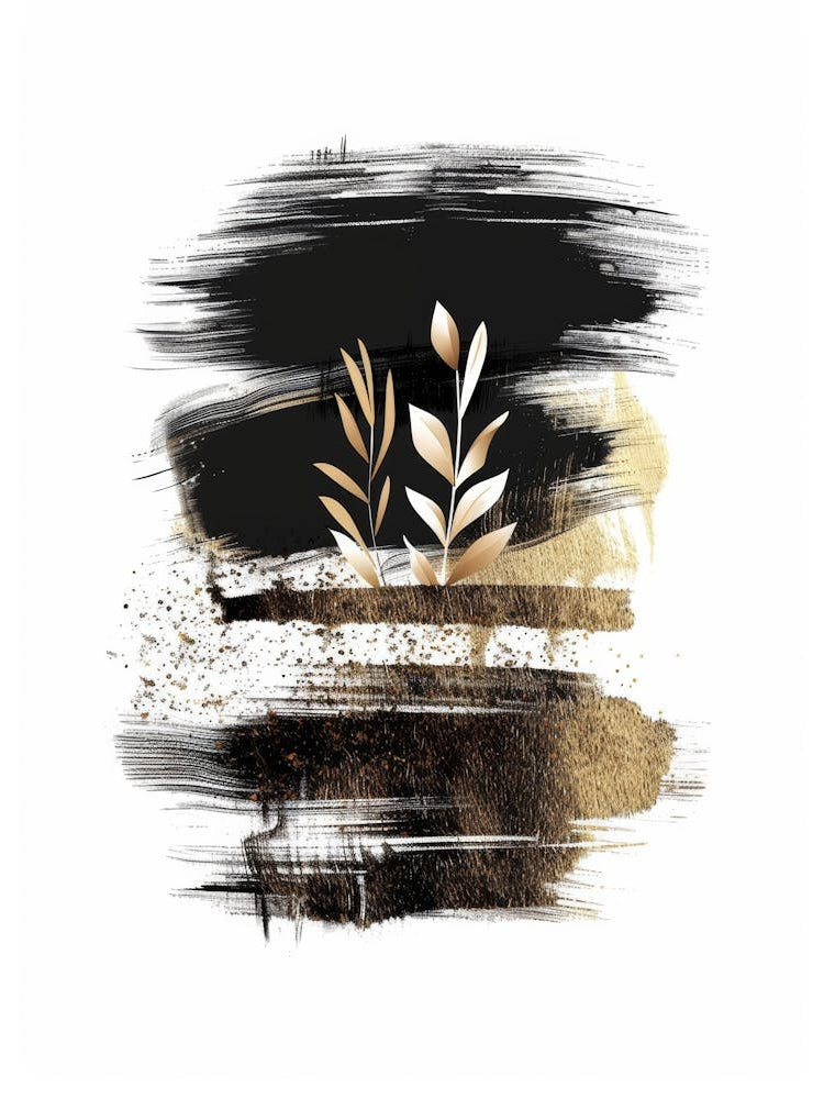 Gold And Black Abstract Painting 16