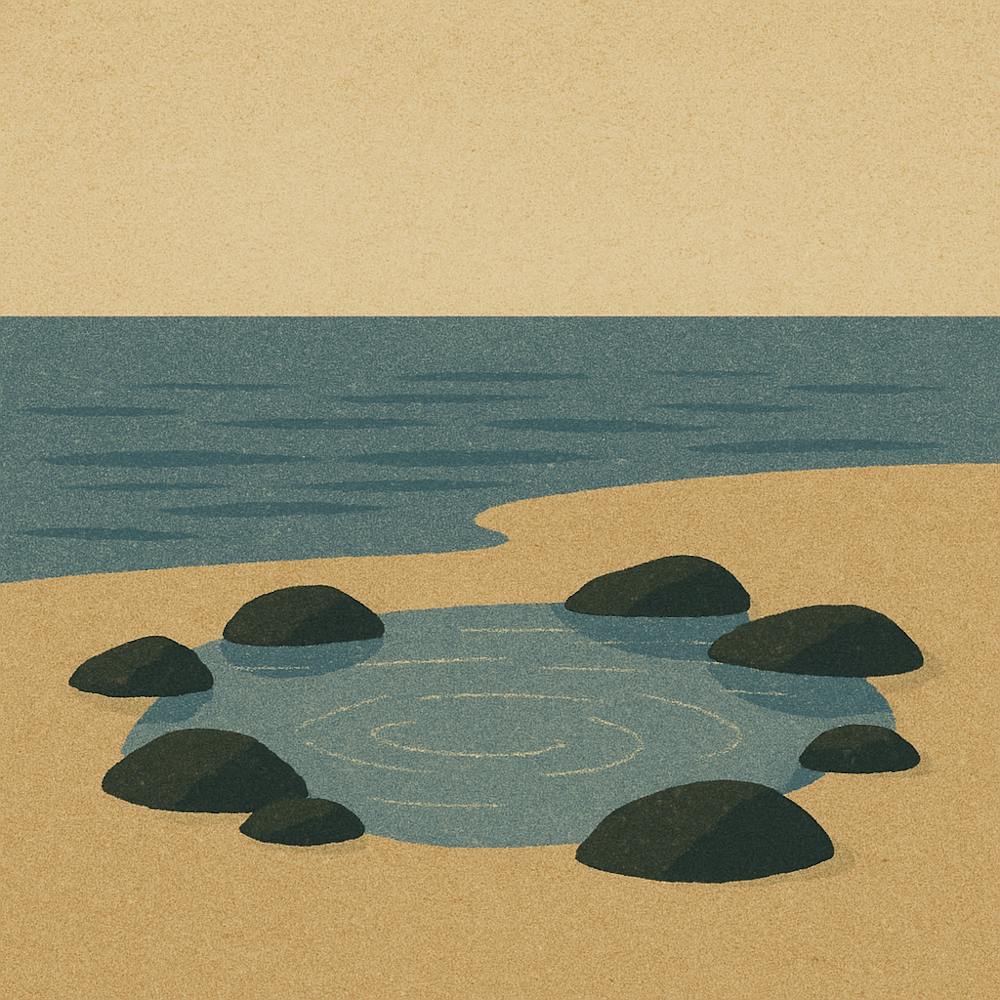 Pond In The Sand - Dune Grass - calmness of the coast- grasses lean softly against a warm, vintage sky- feel the breeze