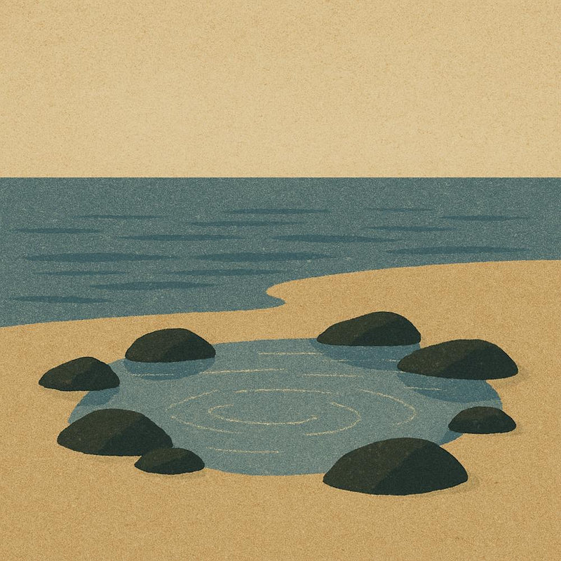 Pond In The Sand - Dune Grass - calmness of the coast- grasses lean softly against a warm, vintage sky- feel the breeze